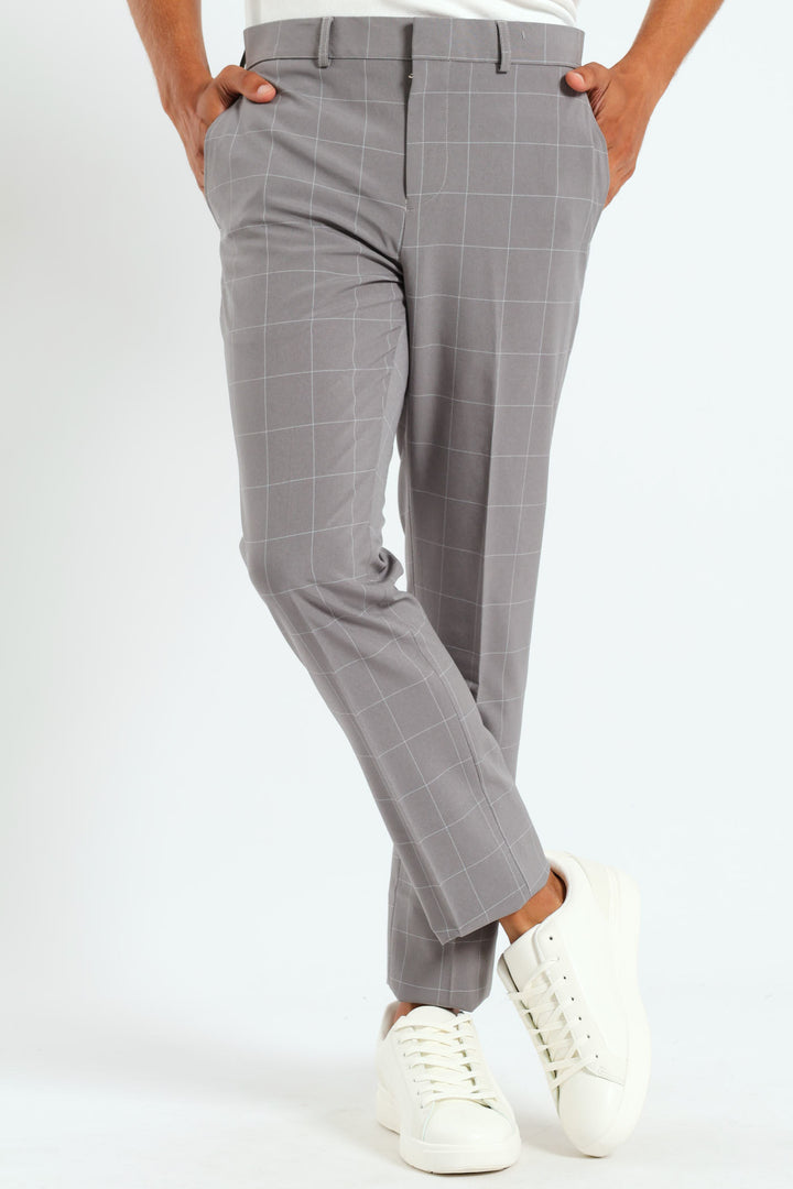 Window Pane Trousers - Grey