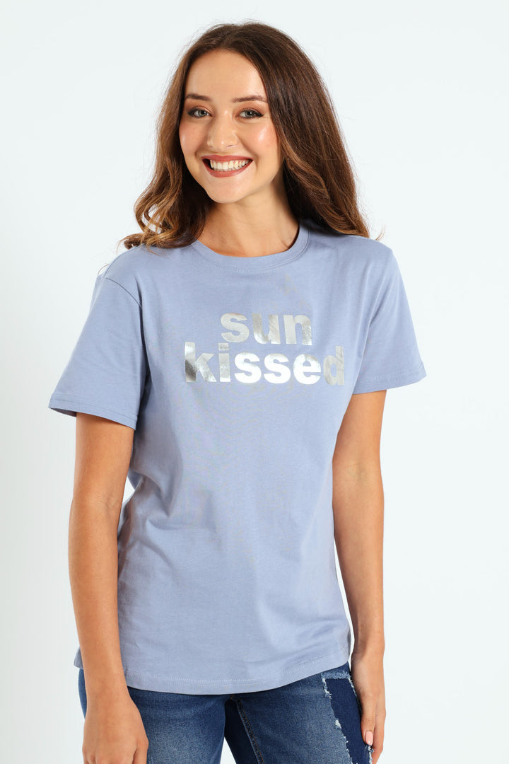 Sun Kissed Glitter Tee - Denim