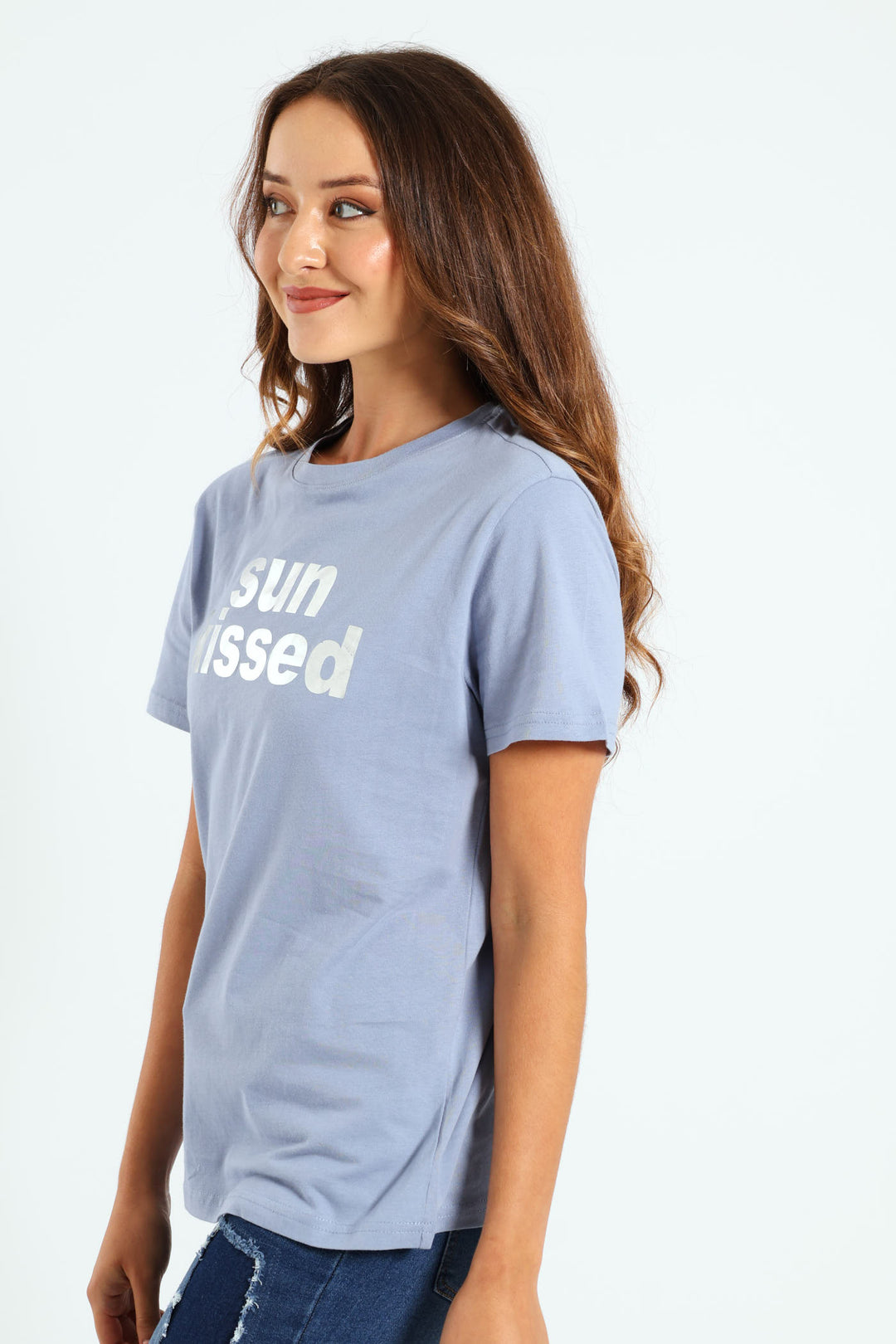 Sun Kissed Glitter Tee - Denim