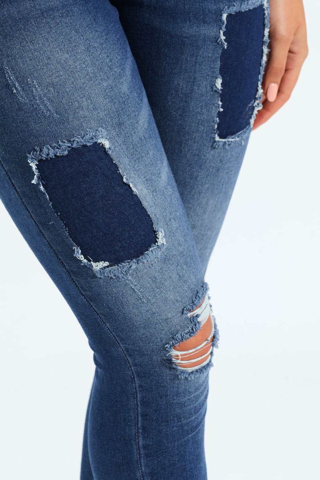 Patched Skinny Jean - Dark Wash Ink