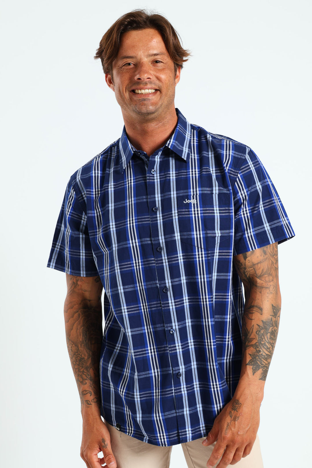 Casual Yarn Dye Check Shirt - Navy