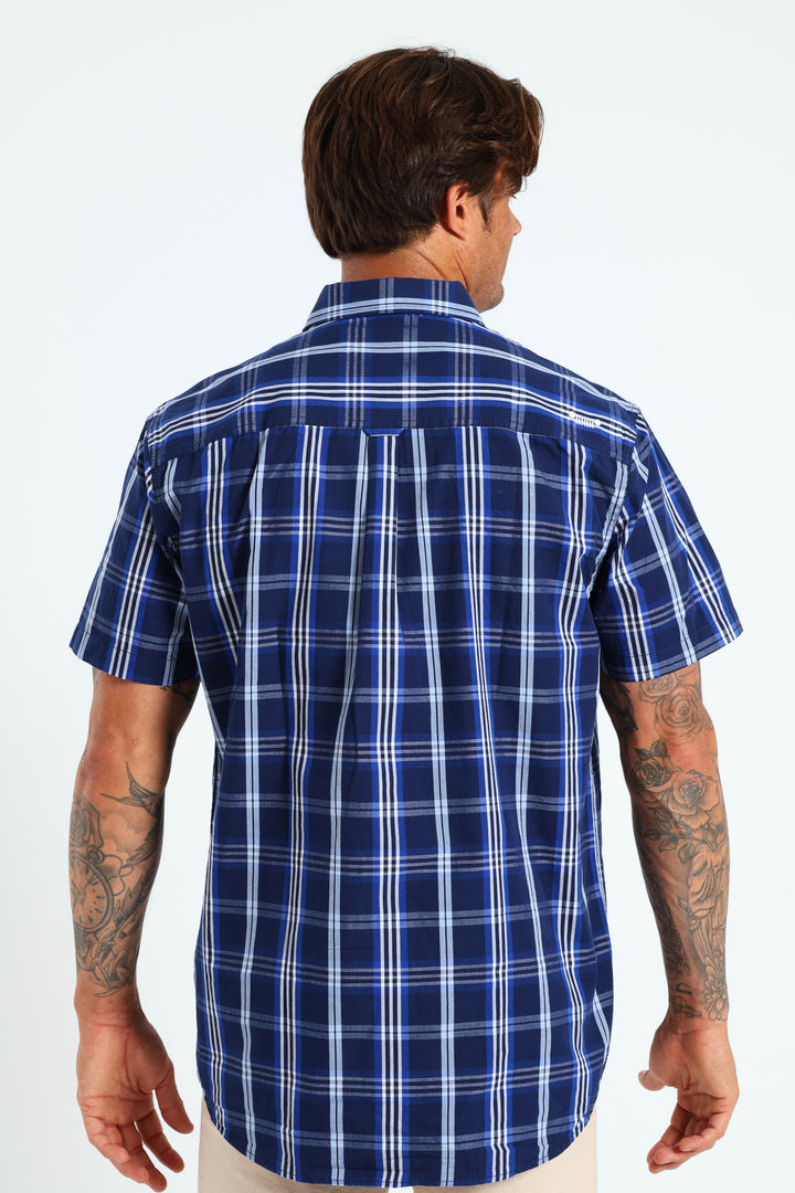 Casual Yarn Dye Check Shirt - Navy