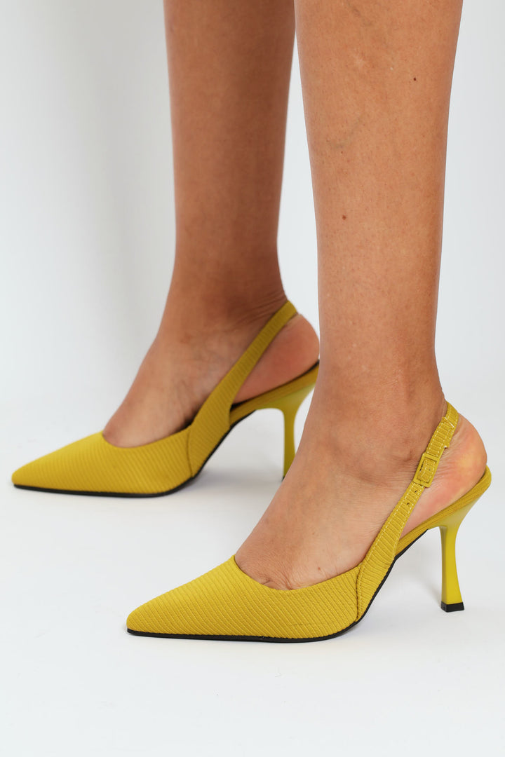 Pointy Sling Back Kitten Heel - Chartreuse