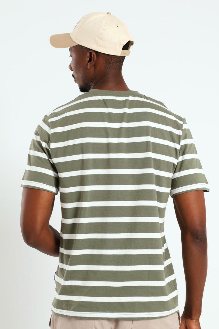 Off White Stripe Crew Tee - Fatigue