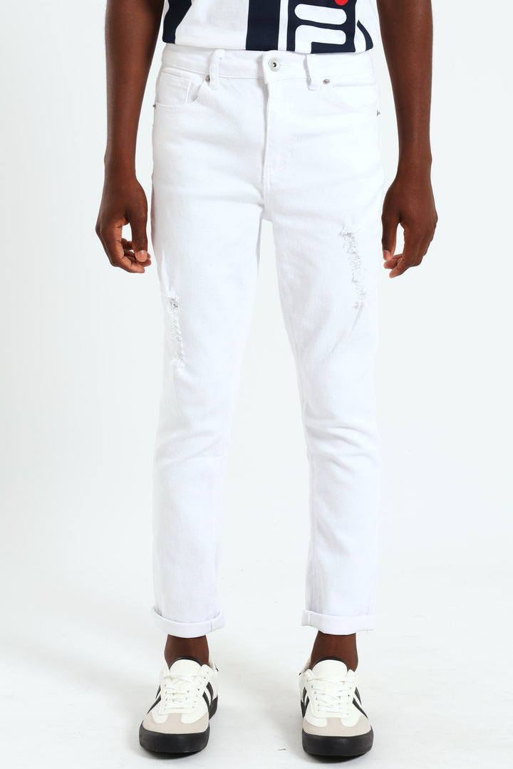 Boys Rip And Repair Denim - White