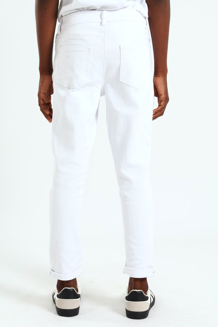 Boys Rip And Repair Denim - White