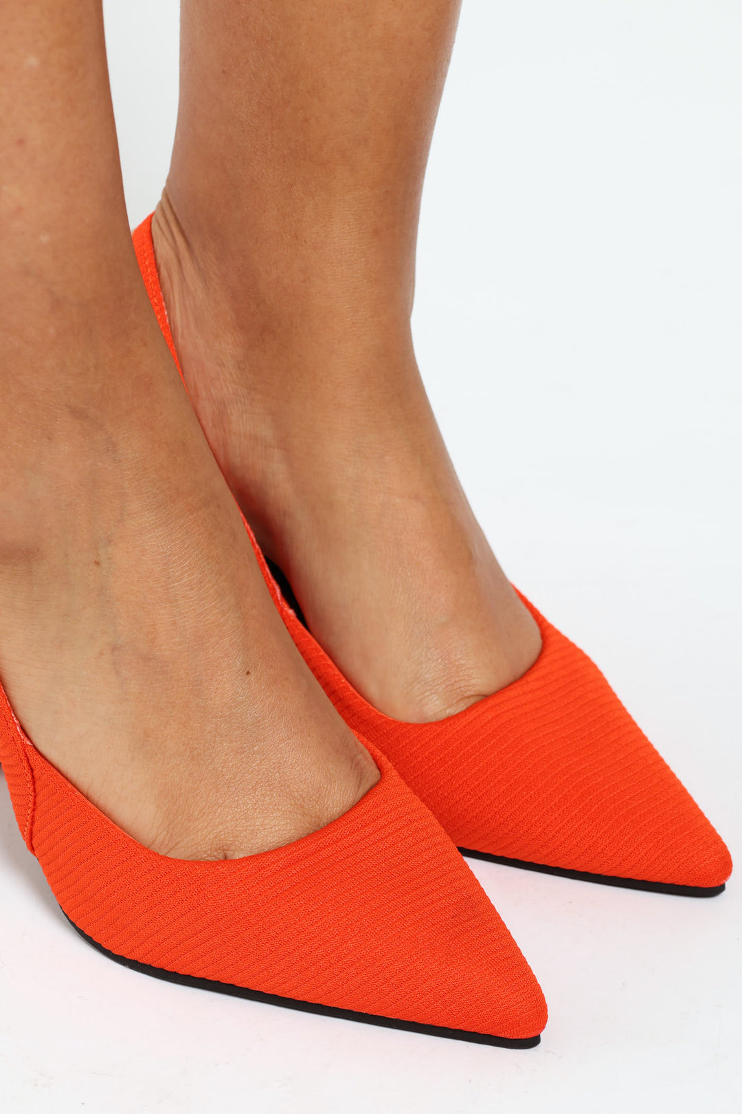 Pointy Sling Back Kitten Heel - Orange