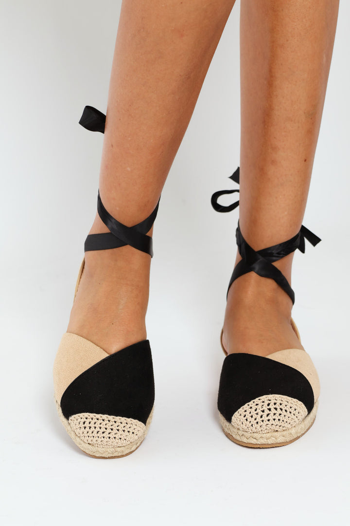 Two Toned Lace Up Espadrille Sandal