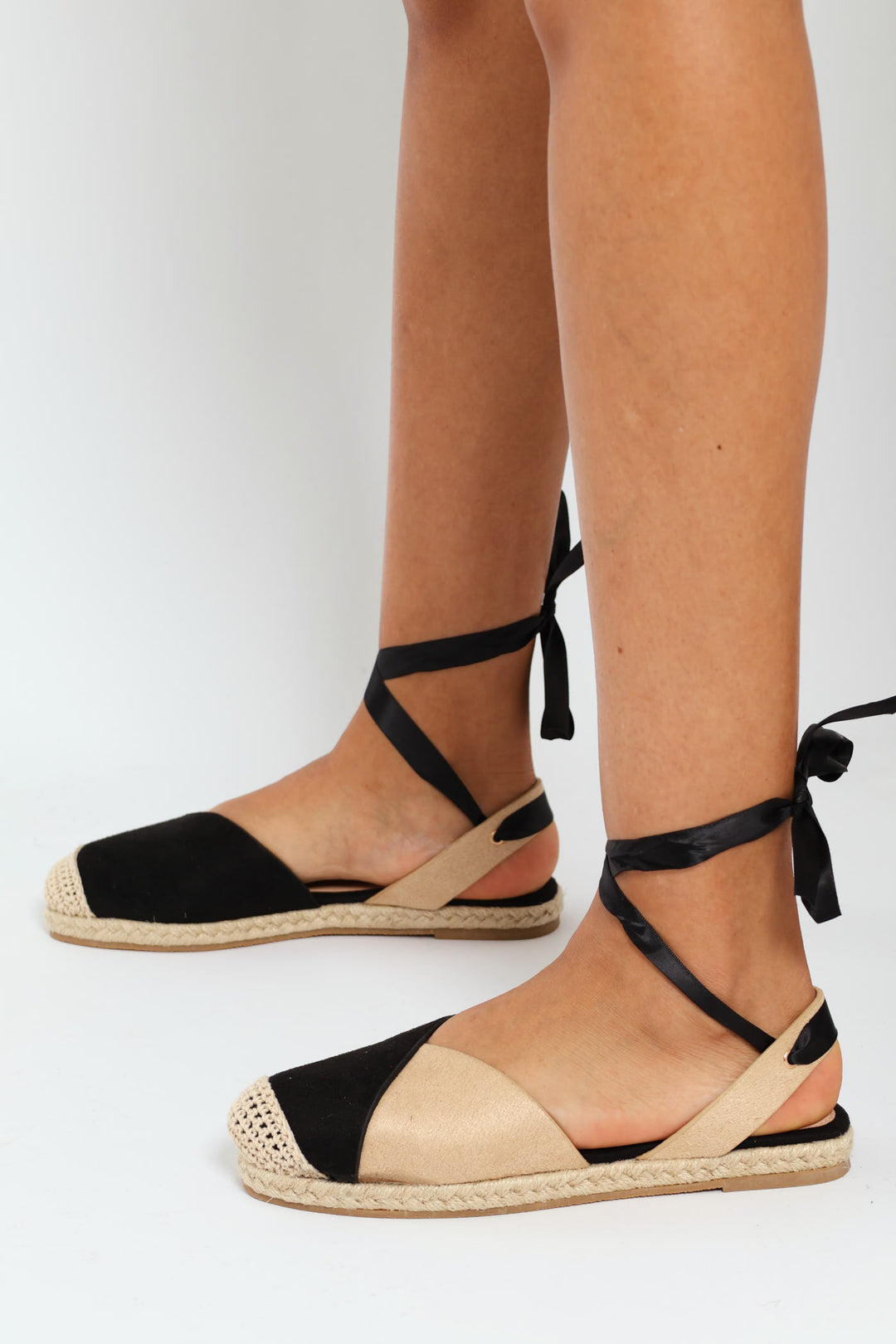 Two Toned Lace Up Espadrille Sandal