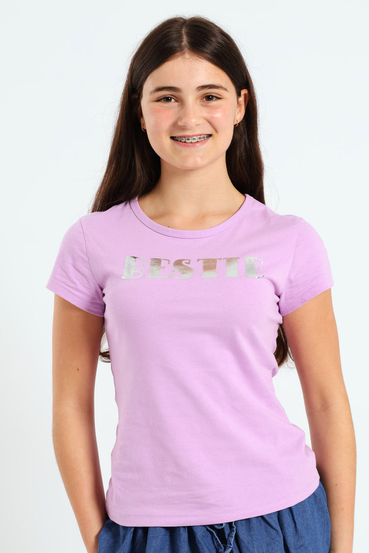 Girls Bestie Tee - Lilac