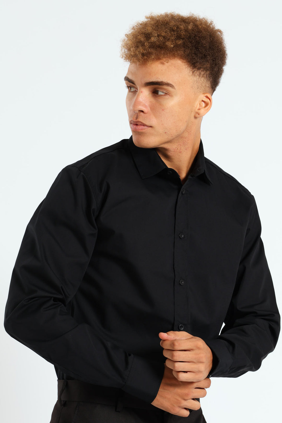 Long Sleeve Basic Smart Shirt - Black