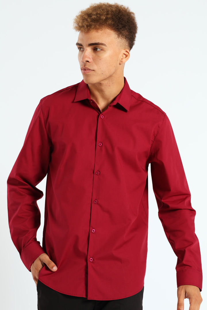 Easy Care Long Sleeve Shirt - Cherry