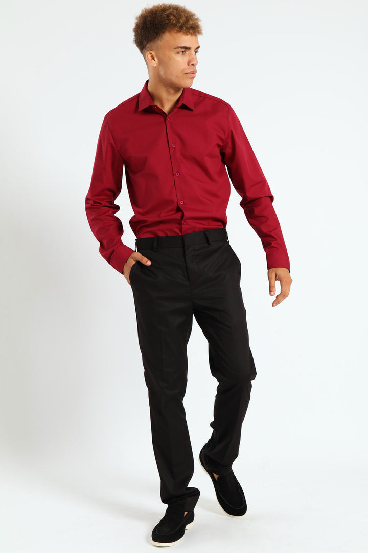 Easy Care Long Sleeve Shirt - Cherry