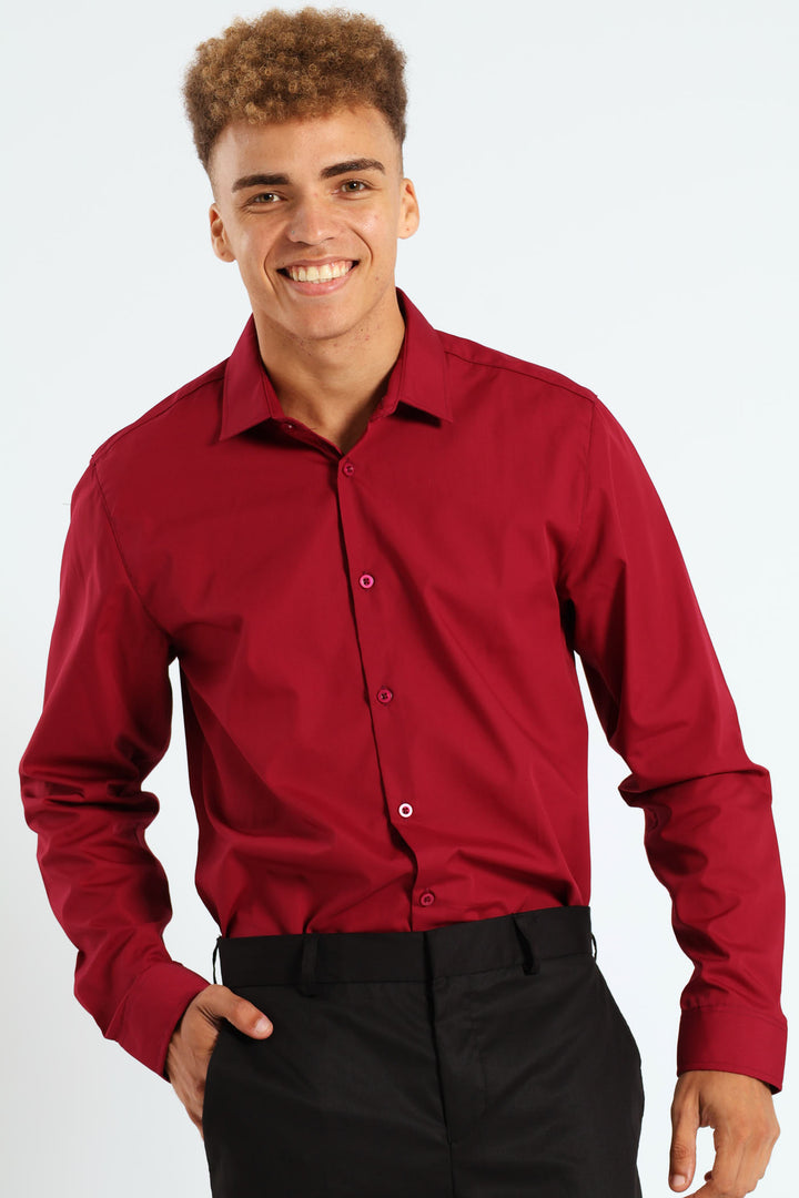 Easy Care Long Sleeve Shirt - Cherry