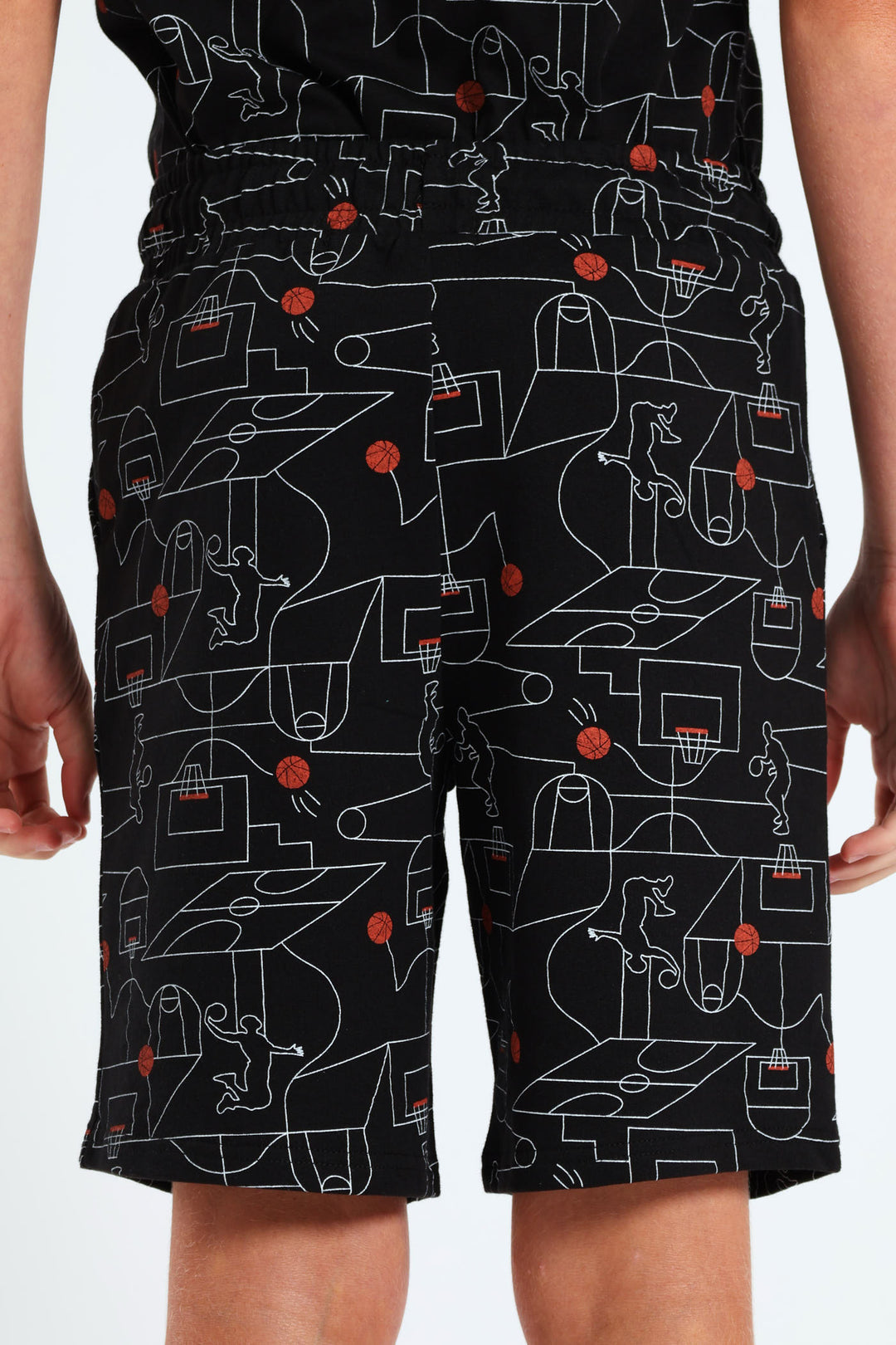 Boys Basketball Print Shorts - Black