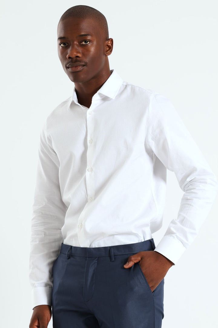 Melange Textured Shirt - White