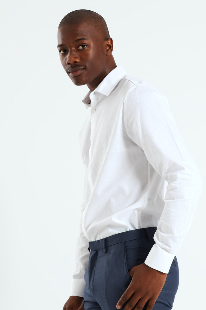 Melange Textured Shirt - White