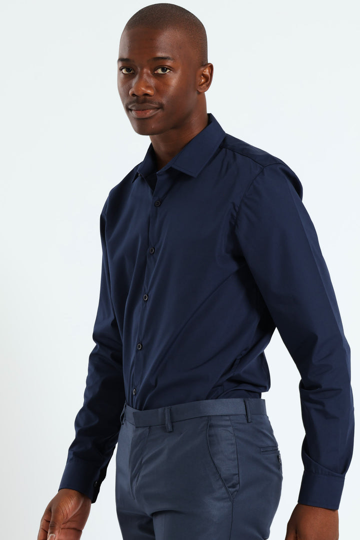 Easy Care Long Sleeve Shirt - Navy