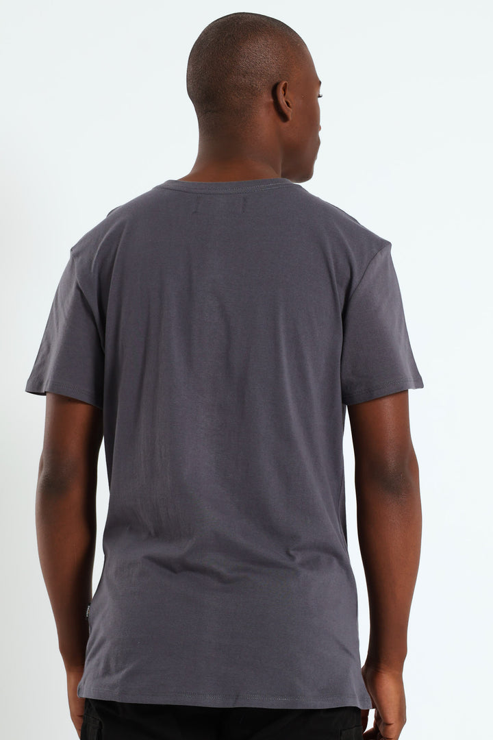 Basic Print Short Sleeve Tee - Charcoal