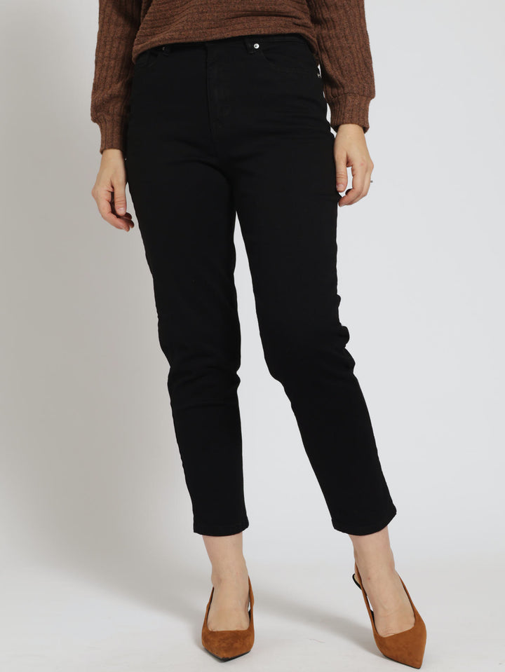 Hi Waist Super Soft Mom Jean - Black