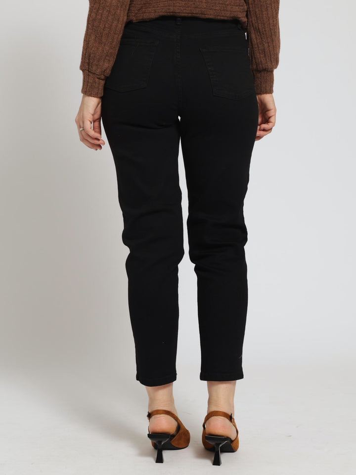 Hi Waist Super Soft Mom Jean - Black