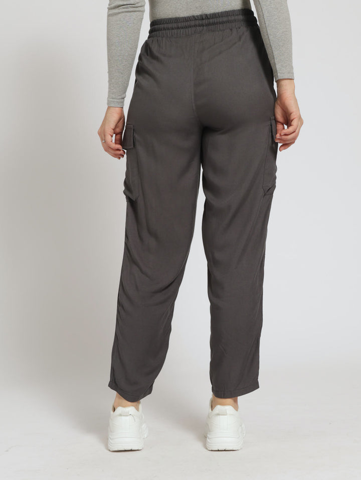 Pull On Utility Pants With Pintuck Detail - Charcoal