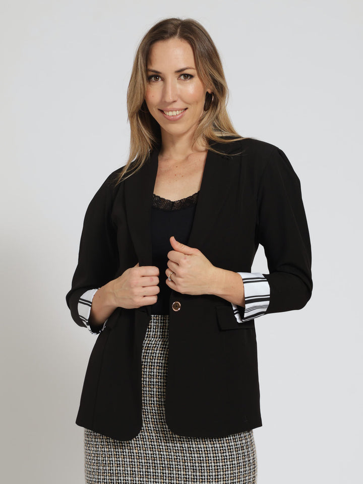 Puff Sleeve Blazer - Black