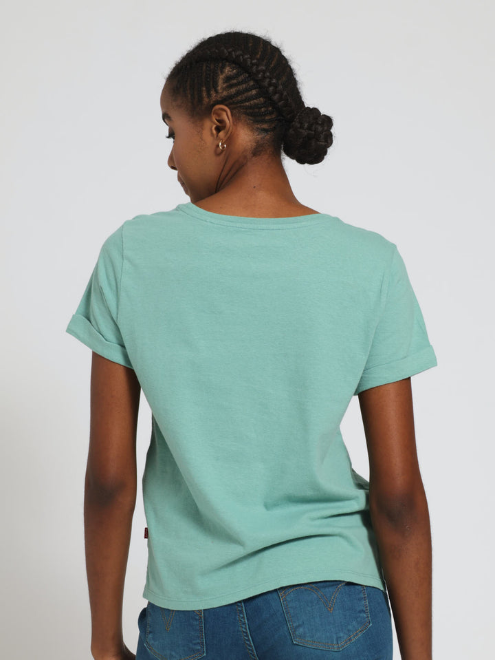 Hibiscus Peek Beryl Margot Pocket Tee  - Teal