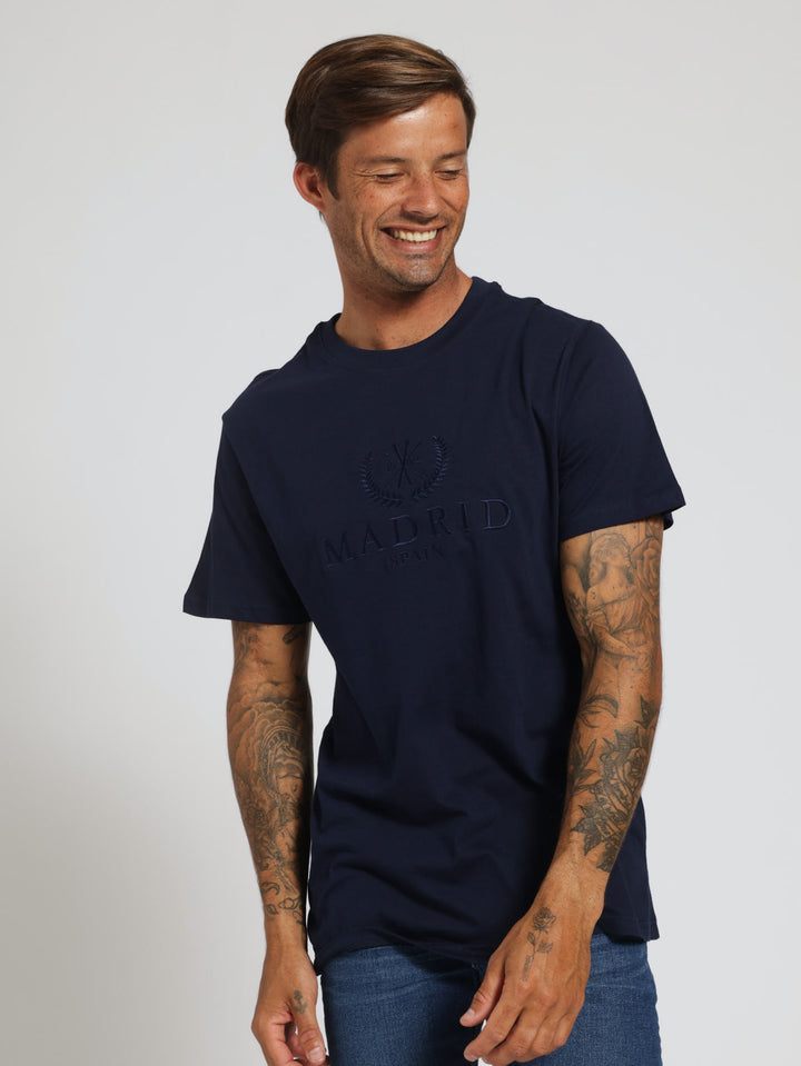 Embossed St Moritz Tee - Navy