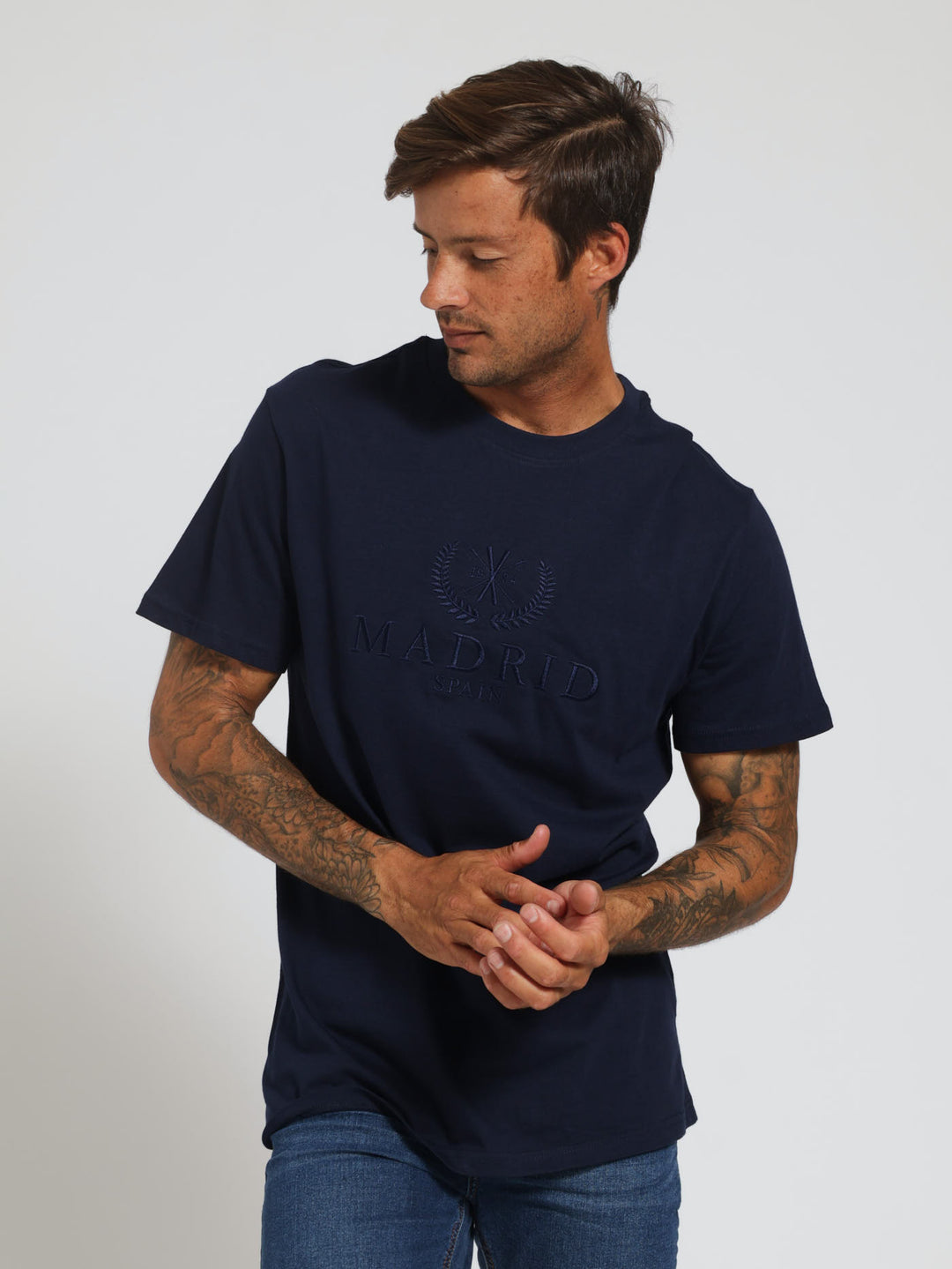 Embossed St Moritz Tee - Navy