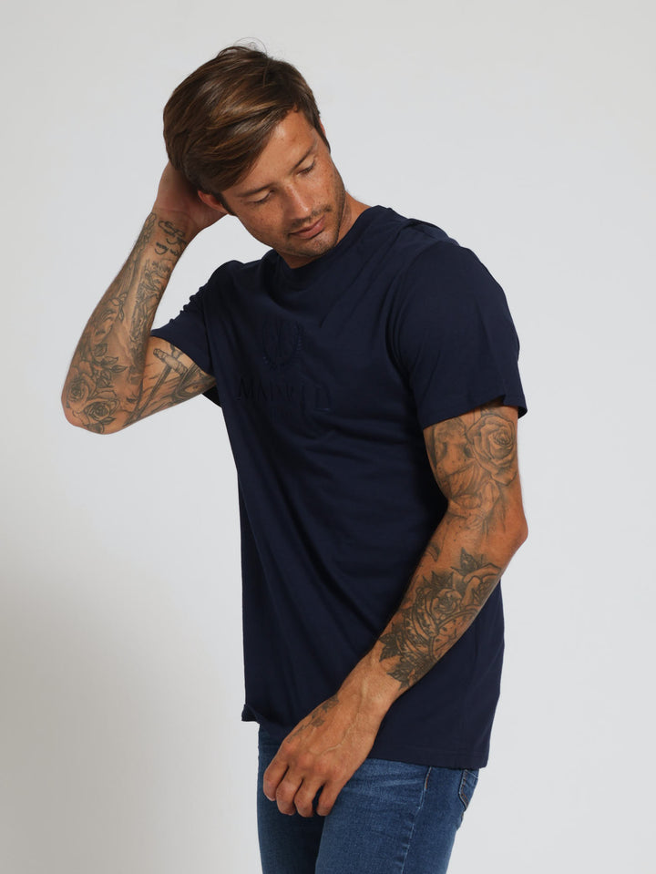 Embossed St Moritz Tee - Navy