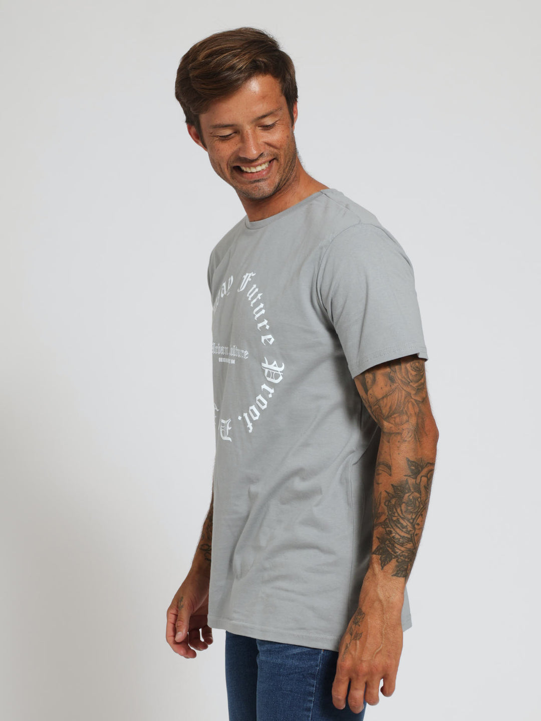 Basic Print Tee - Dark Grey