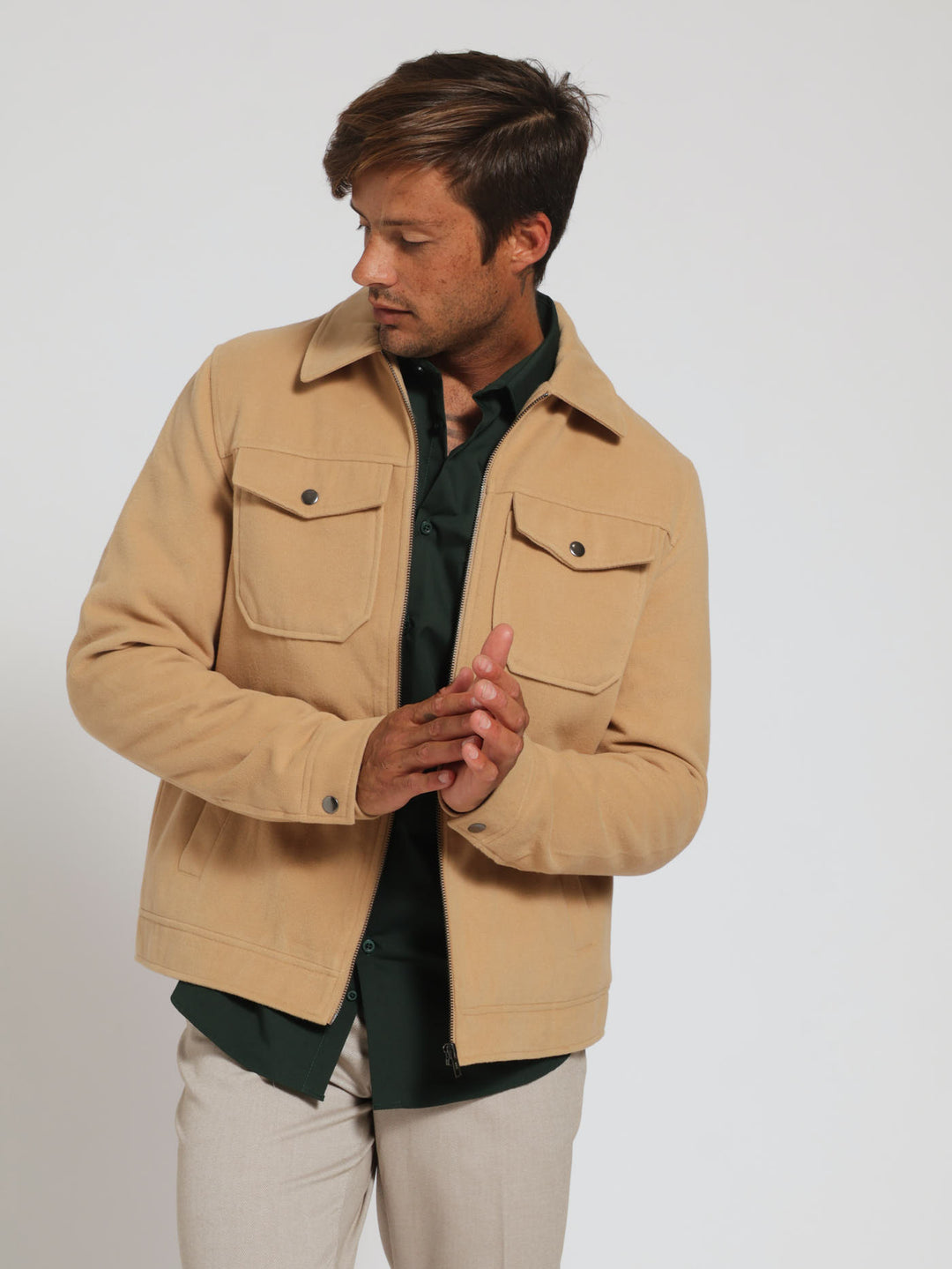 Melton Pocket Jacket - Natural