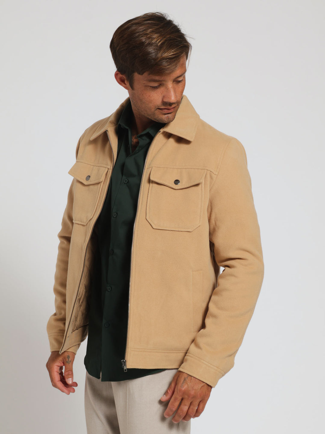 Melton Pocket Jacket - Natural