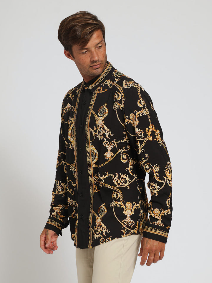 Long Sleeve Eco Rayon Chain Shirt - Gold