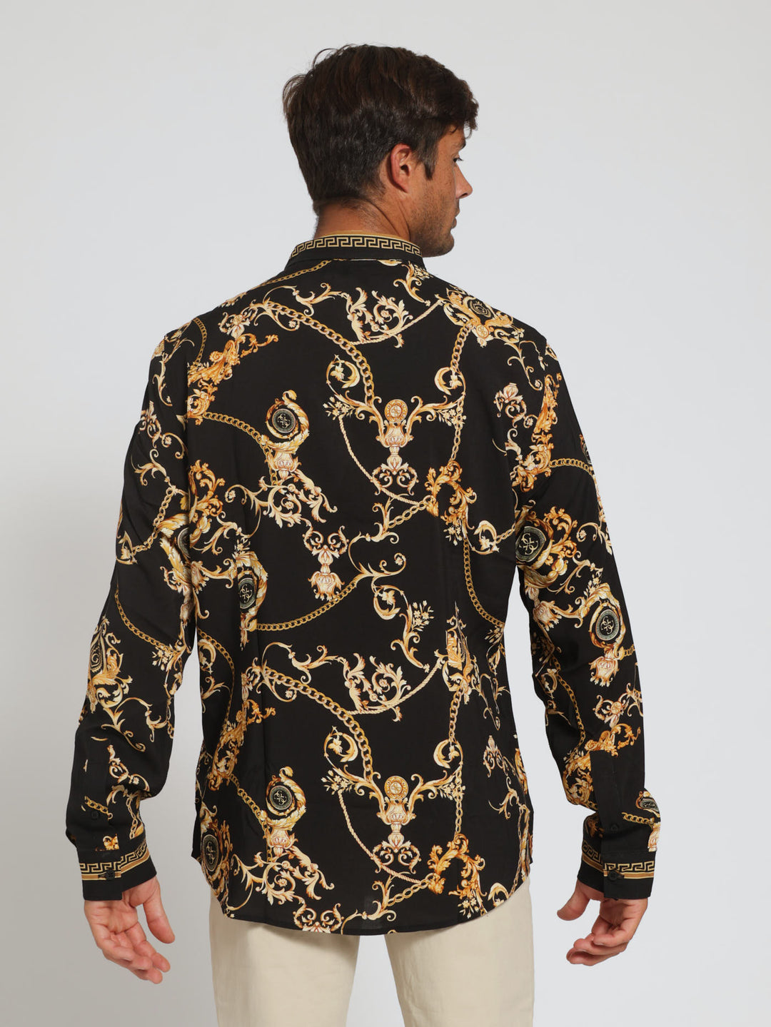 Long Sleeve Eco Rayon Chain Shirt - Gold