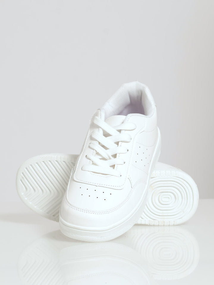 Girls Basic Pu Sneaker - White