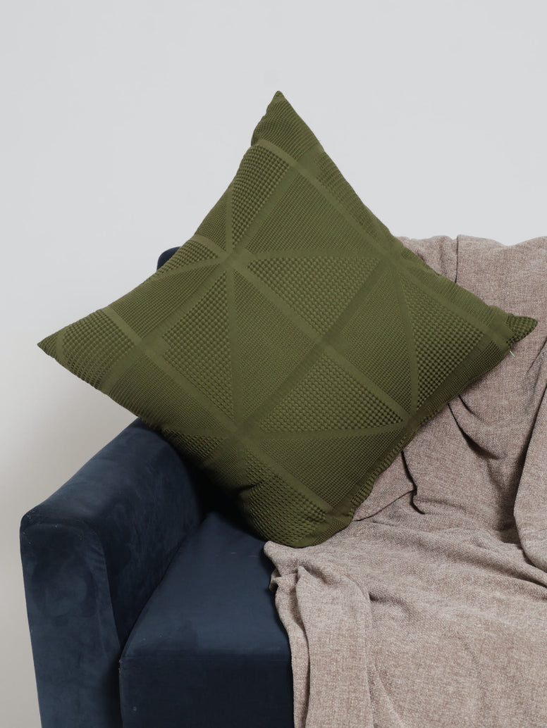 Waffle Geo Scatter Cushion 55x55cm - Olive