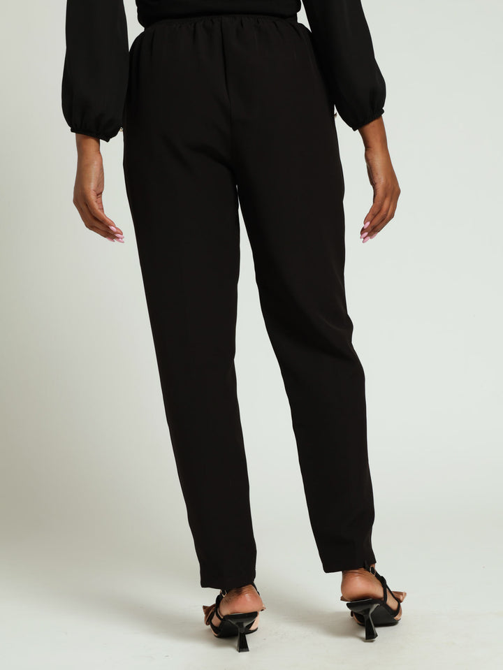 3 Button Tapered Pants - Black