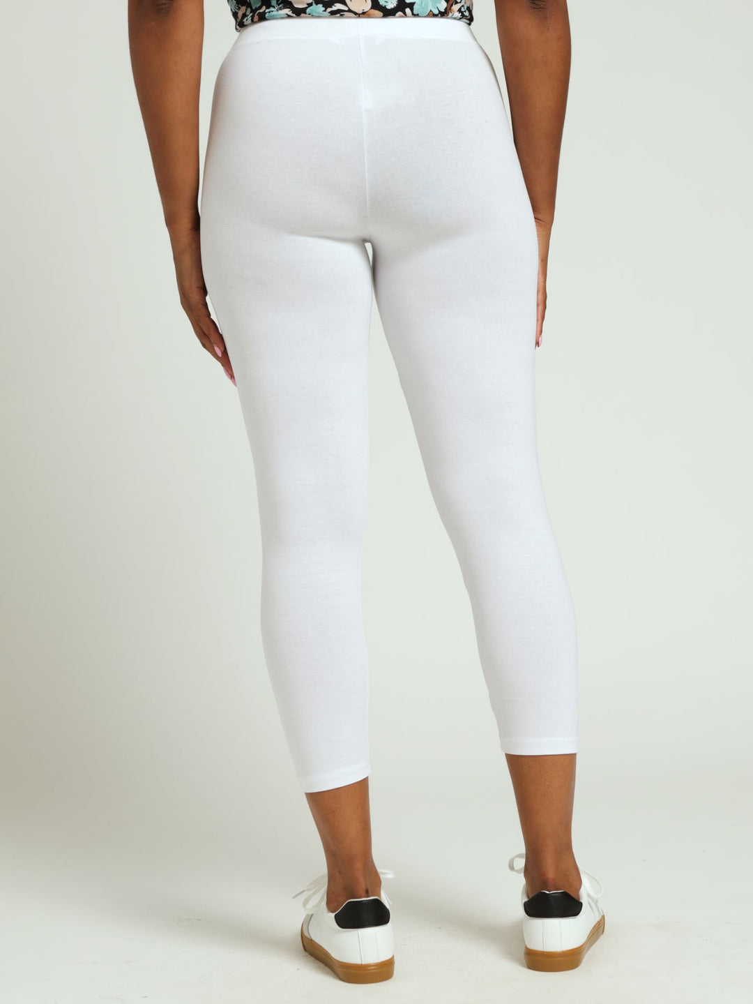 Wide Waistband Crop Legging - White