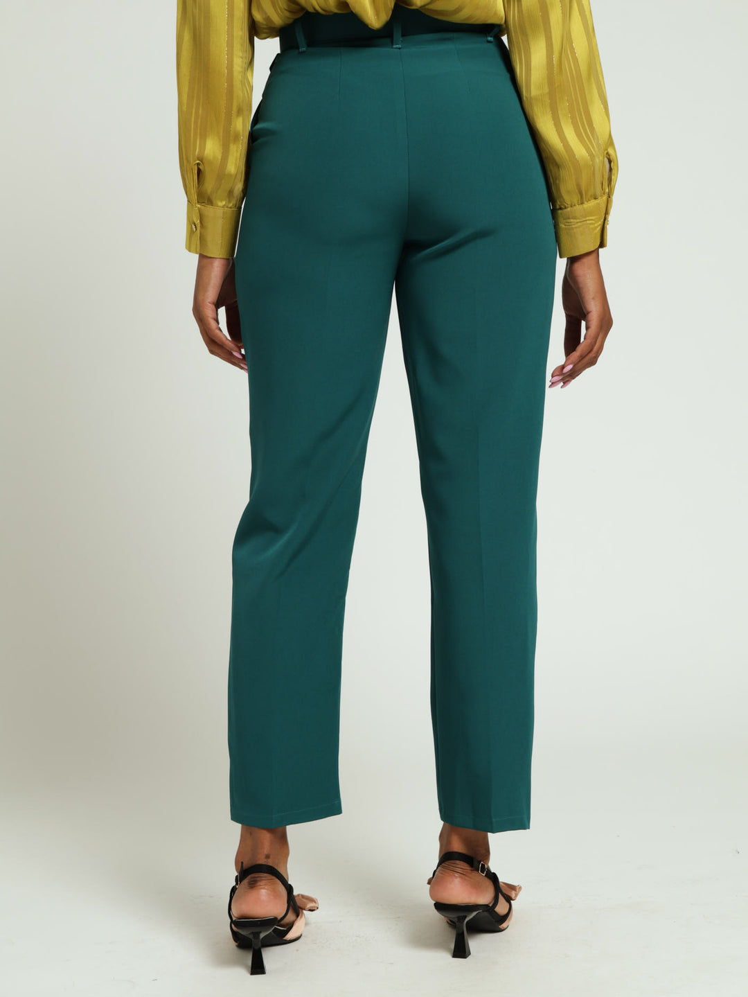 Round Buckle Tapared Pants - Teal