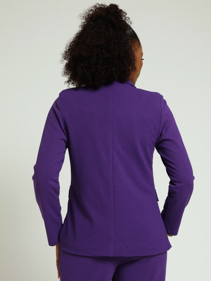 Double Button Sleeve Blazer - Violet