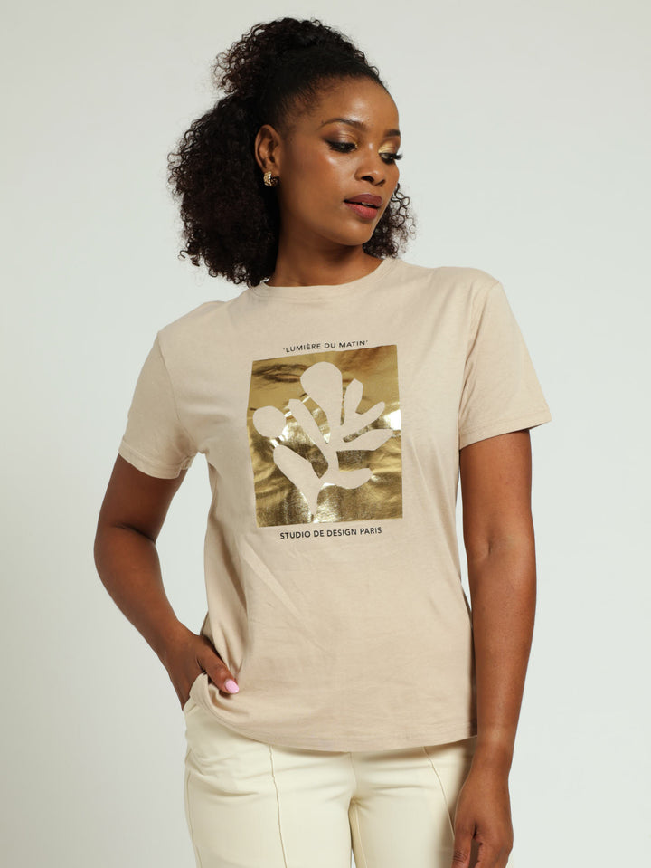 Golden Branch Tee - Stone