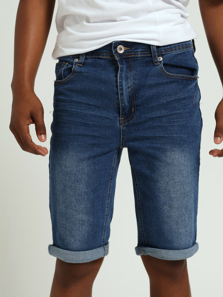 Boys Denim Walk Short - Mid Blue