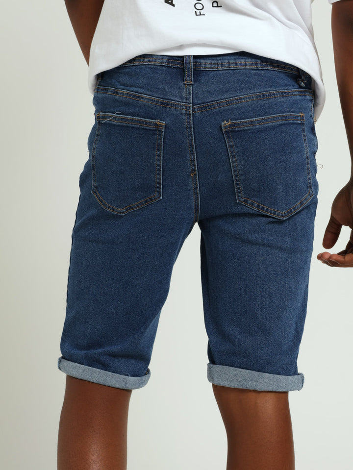 Boys Denim Walk Short - Mid Blue