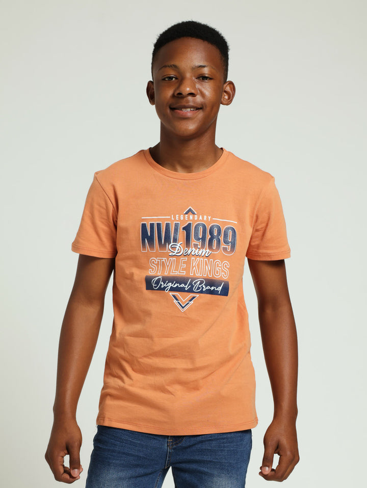 Boys Style Kings Print Tee - Rust