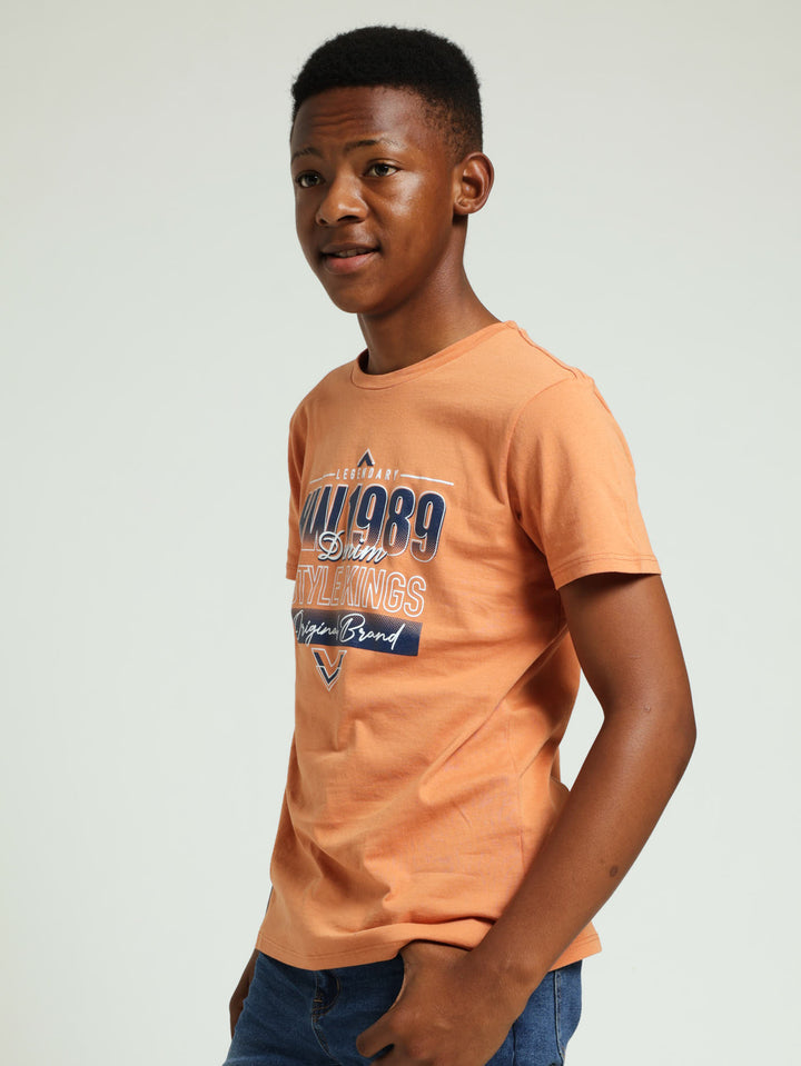 Boys Style Kings Print Tee - Rust