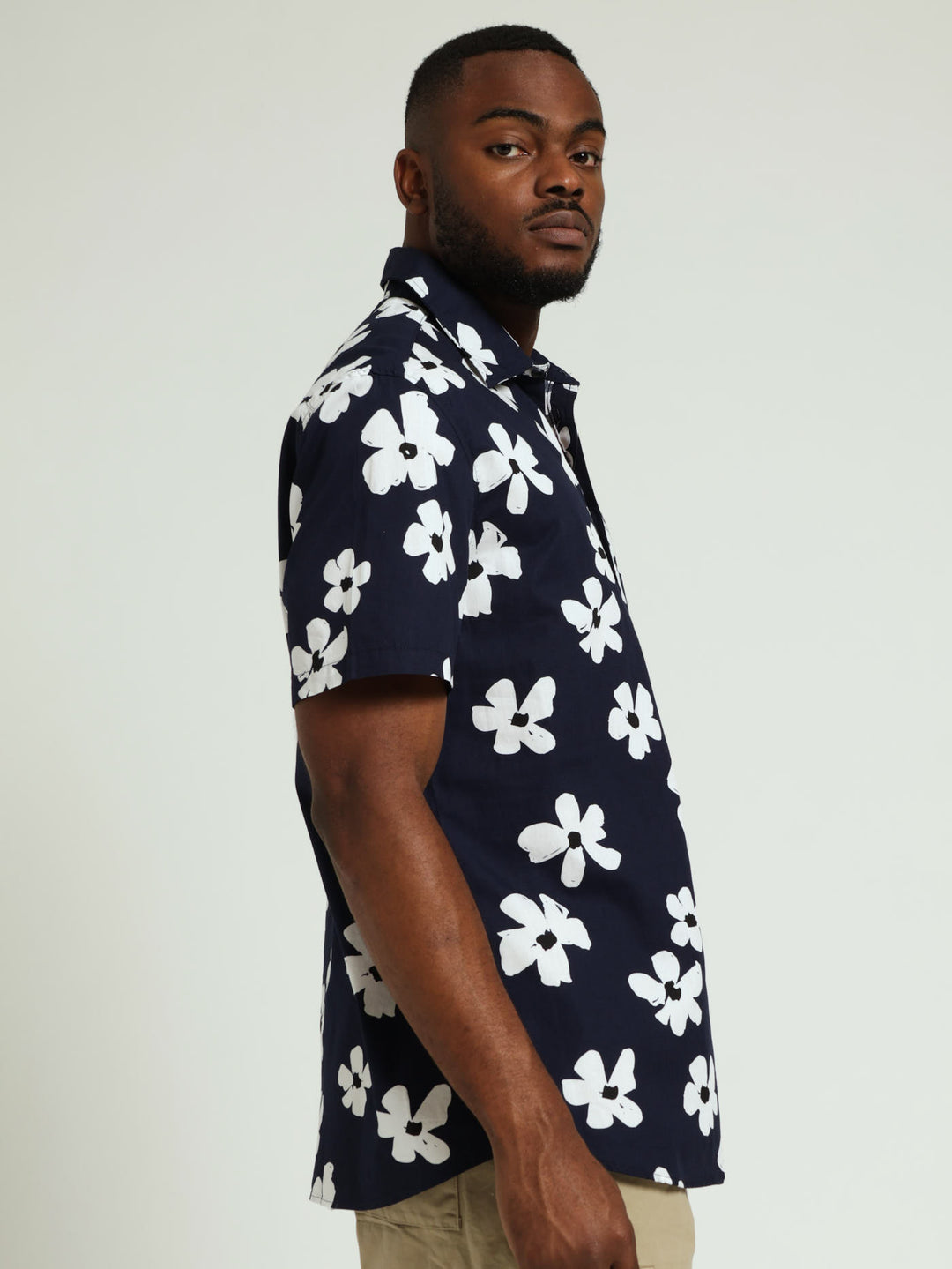 Navy White Floral Shirt - Navy/White