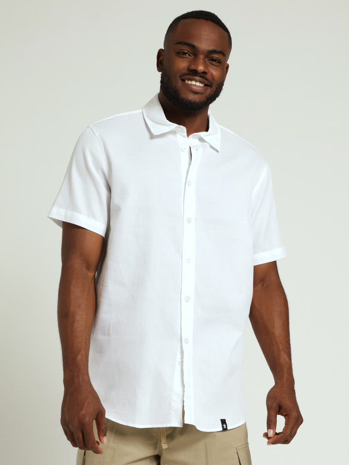 Mini Waffle Surface Interest Shirt - White