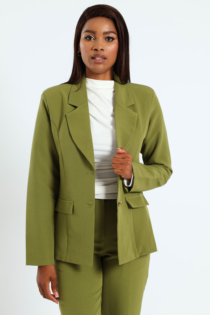 Nautical Notch Blazer - Olive